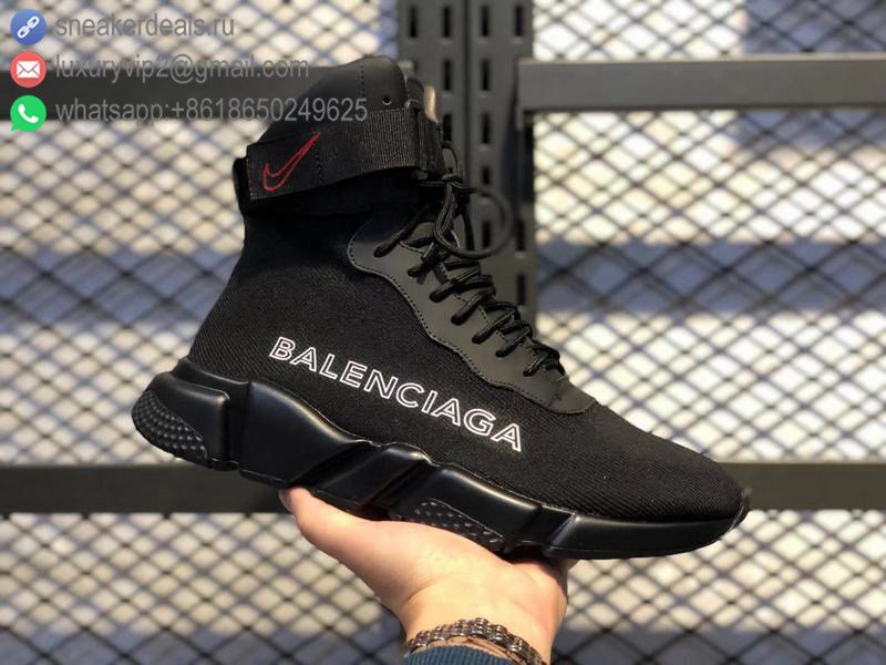 Balenciaga Speed knit Mid Unisex Sneakers Black Black Black